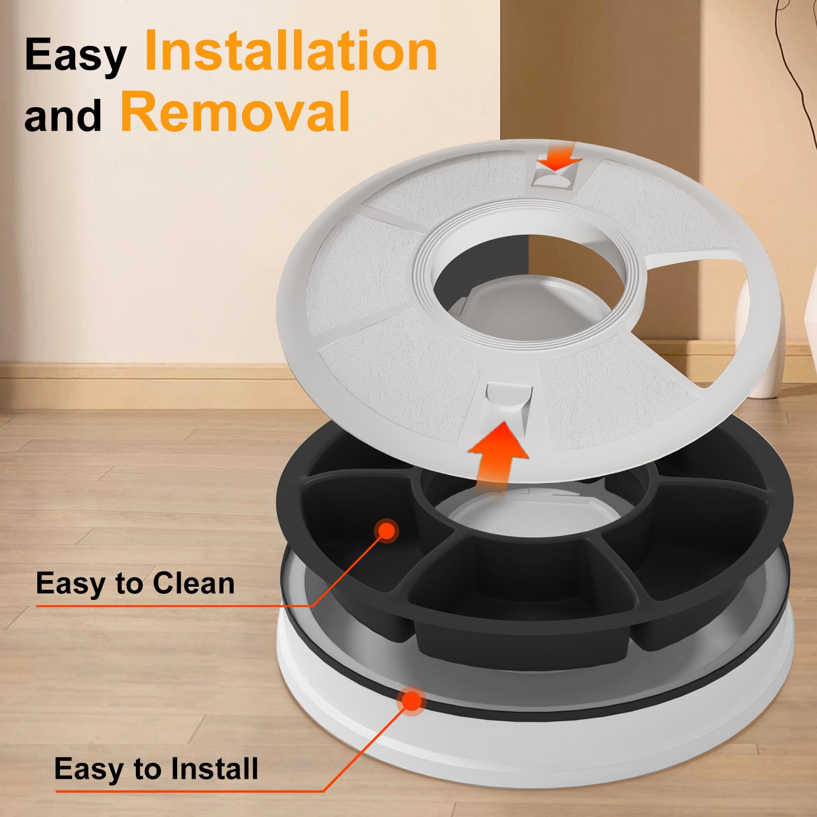 Fuxopo automatic dog feeder six compartments shows treat distribution during the day