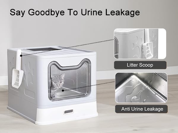 Fuxopo Upgrade Portable Litter Box foldable-grey for compact storage and setup.