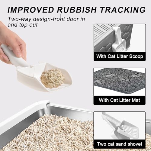 Fuxopo Upgrade Portable Litter Box top-entry view showing lid for cleaner floors.