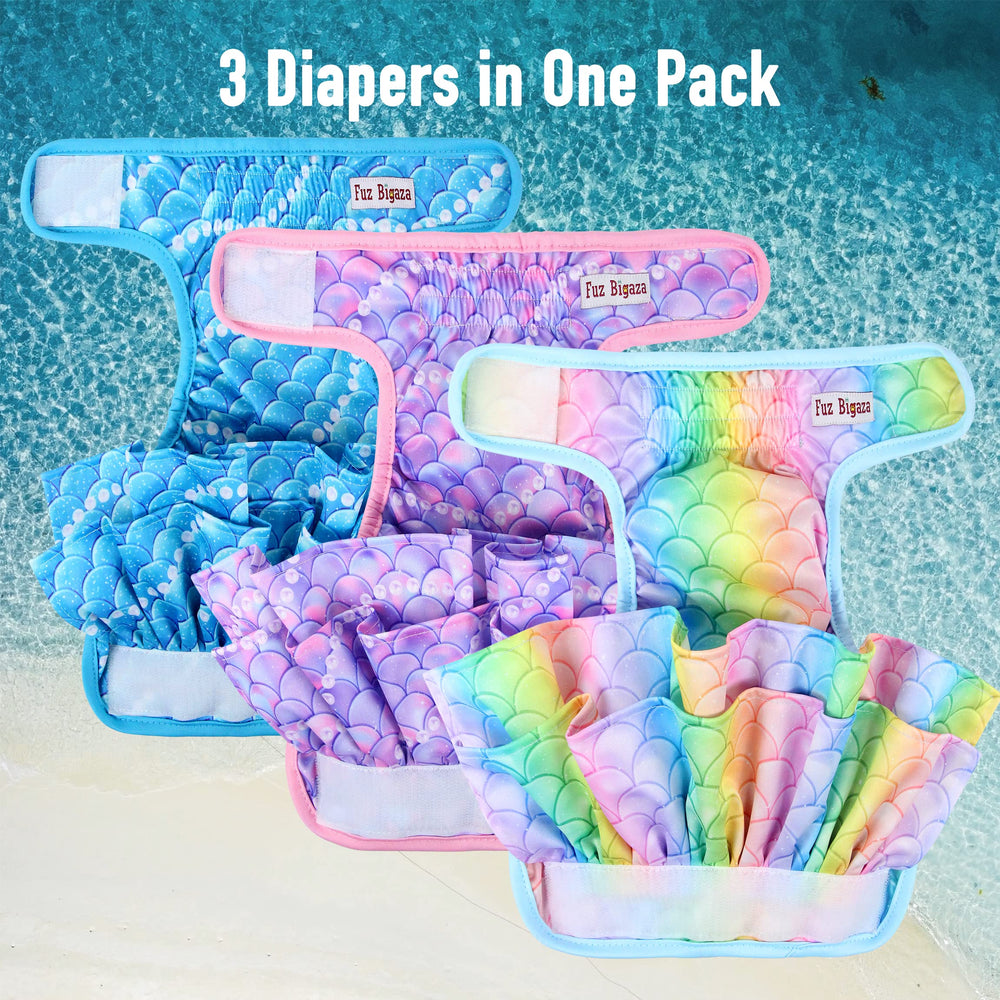 Fuz Bigaza large-mermaid-print diaper designed for dogs in heat or incontinence