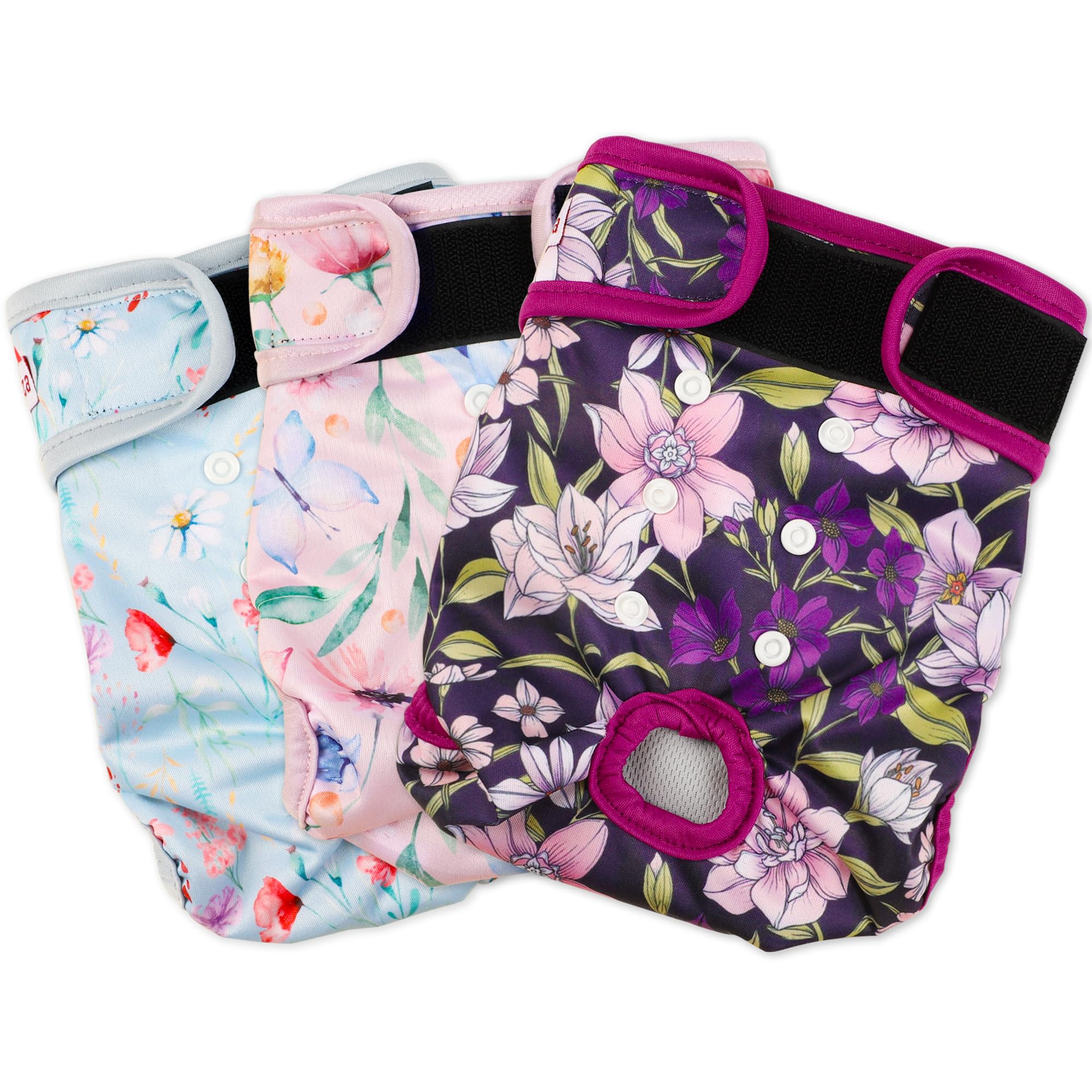 Fuz Bigaza washable dog diapers 3-pack displayed for easy changing and reuse benefits