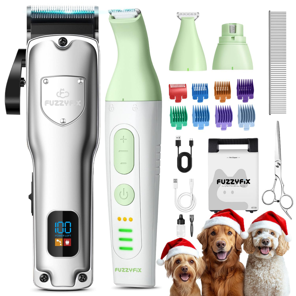 FuzzyFix cordless clippers glide smoothly for stress-free grooming on thick coats.