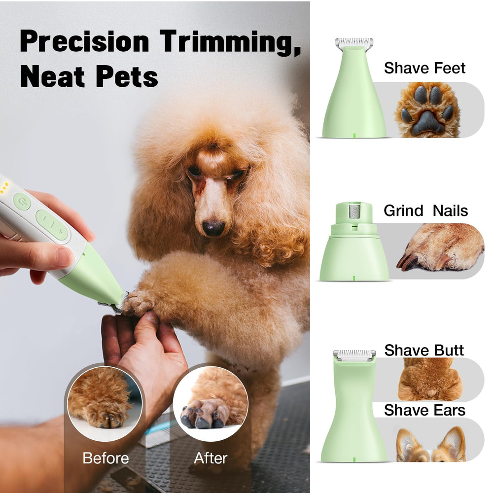 FuzzyFix guide-combs tailor coat lengths for versatile trimming options.