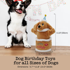 Fuzzwoof Birthday Cake Dog Toy dancing and singing action for happy dogs