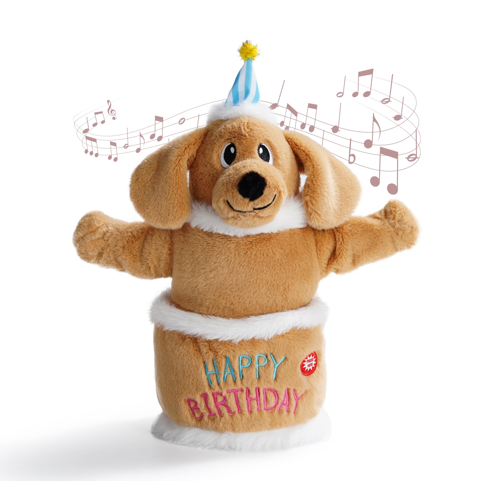 Fuzzwoof Birthday Cake Dog Toy front view for playful birthday celebrations
