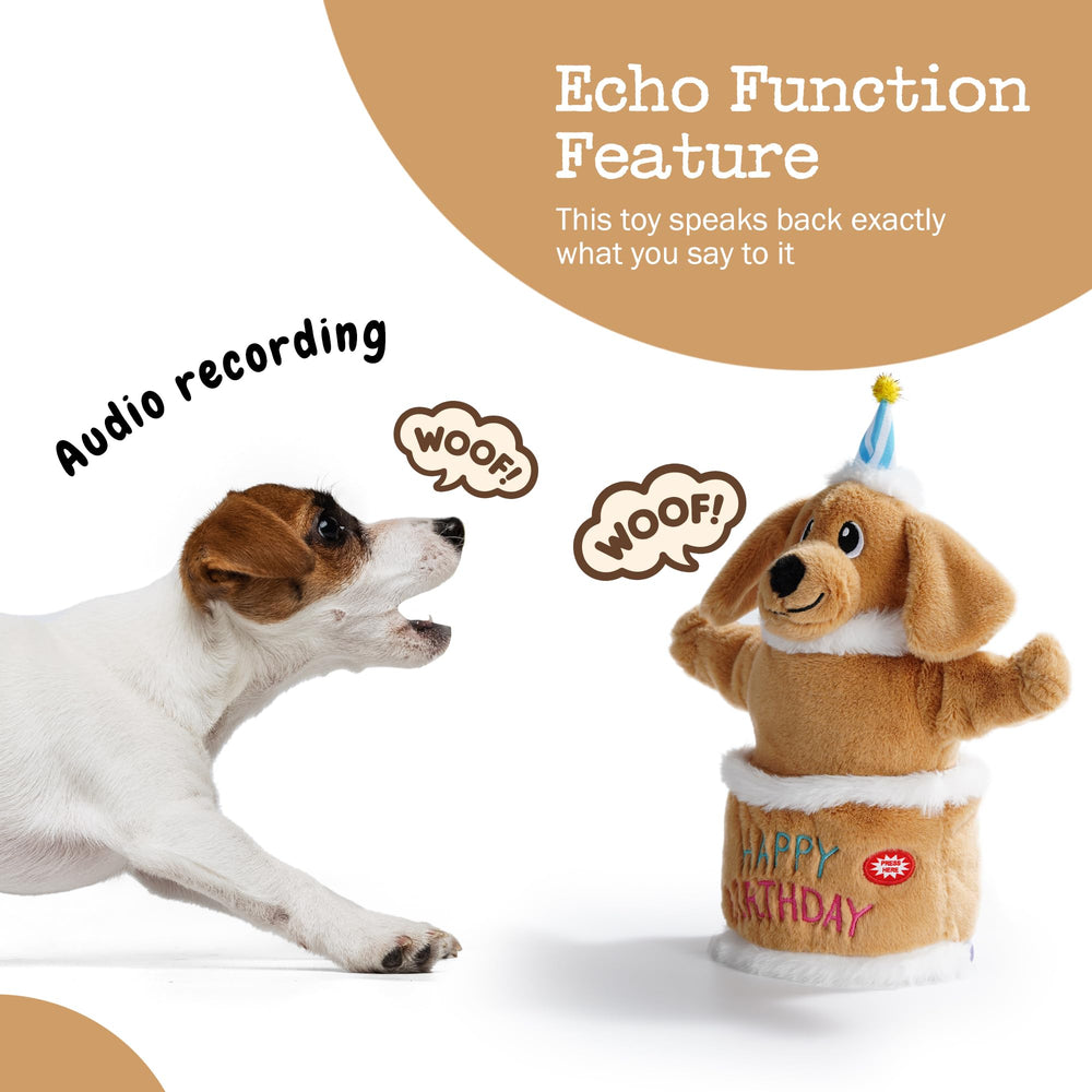 Fuzzwoof Birthday Cake Dog Toy interactive voice feature prompts engagement