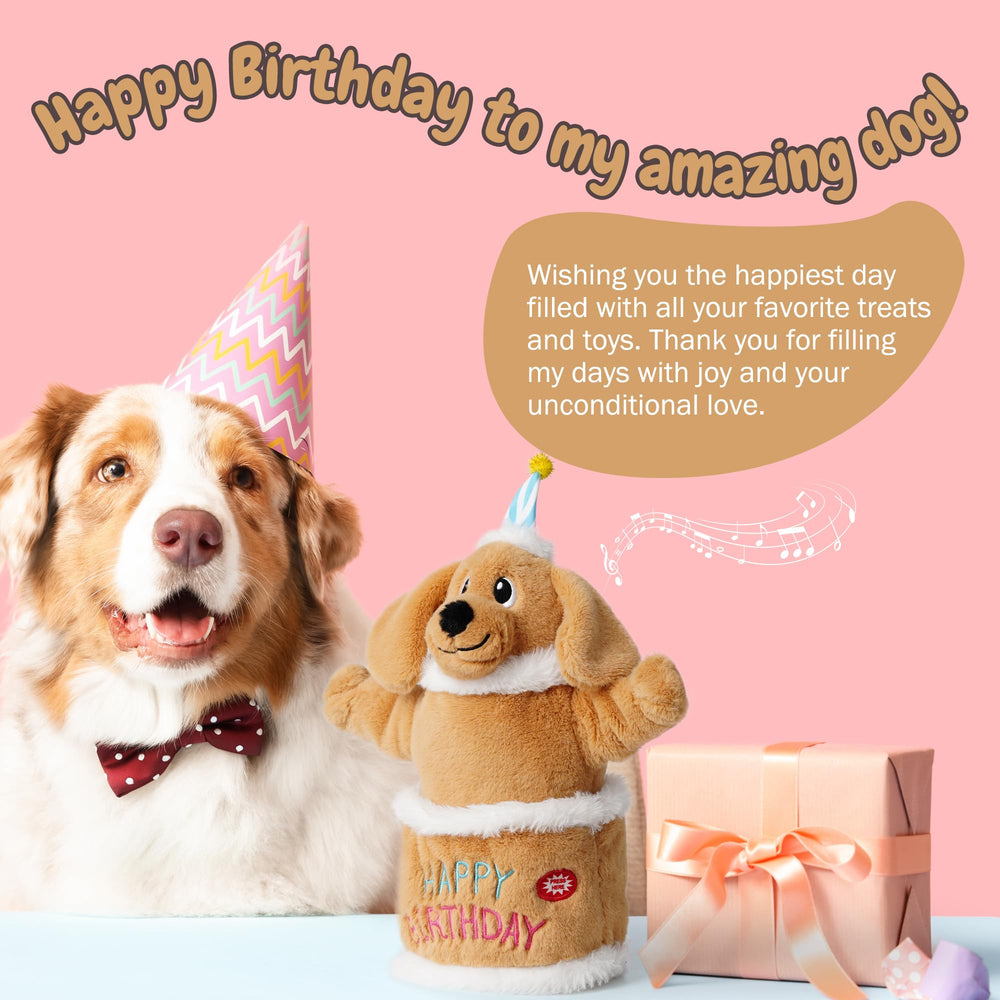 Fuzzwoof Birthday Cake Dog Toy odorless plush design for sensitive noses