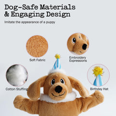 Fuzzwoof Birthday Cake Dog Toy soft plush material for safe play