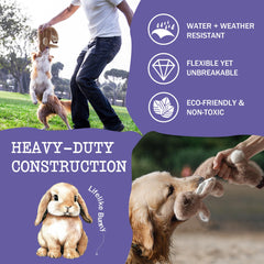 Fuzzwoof Bunny Squeaky Toy teething action highlights embedded squeaker for extended gnawing.