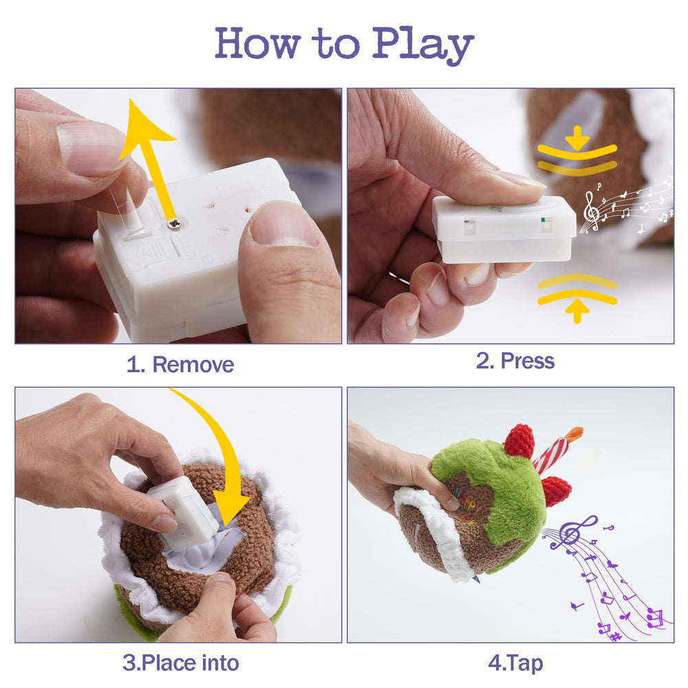 Fuzzwoof dog toy displays a 12-second birthday song feature for celebratory play.