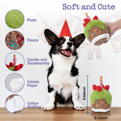 Fuzzwoof dog toy showing crinkle paper interior to boost engagement and curiosity.
