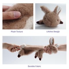 Fuzzwoof No-Stuffing Bunny Squeaky Toy side view emphasizes durability for tough chewers.