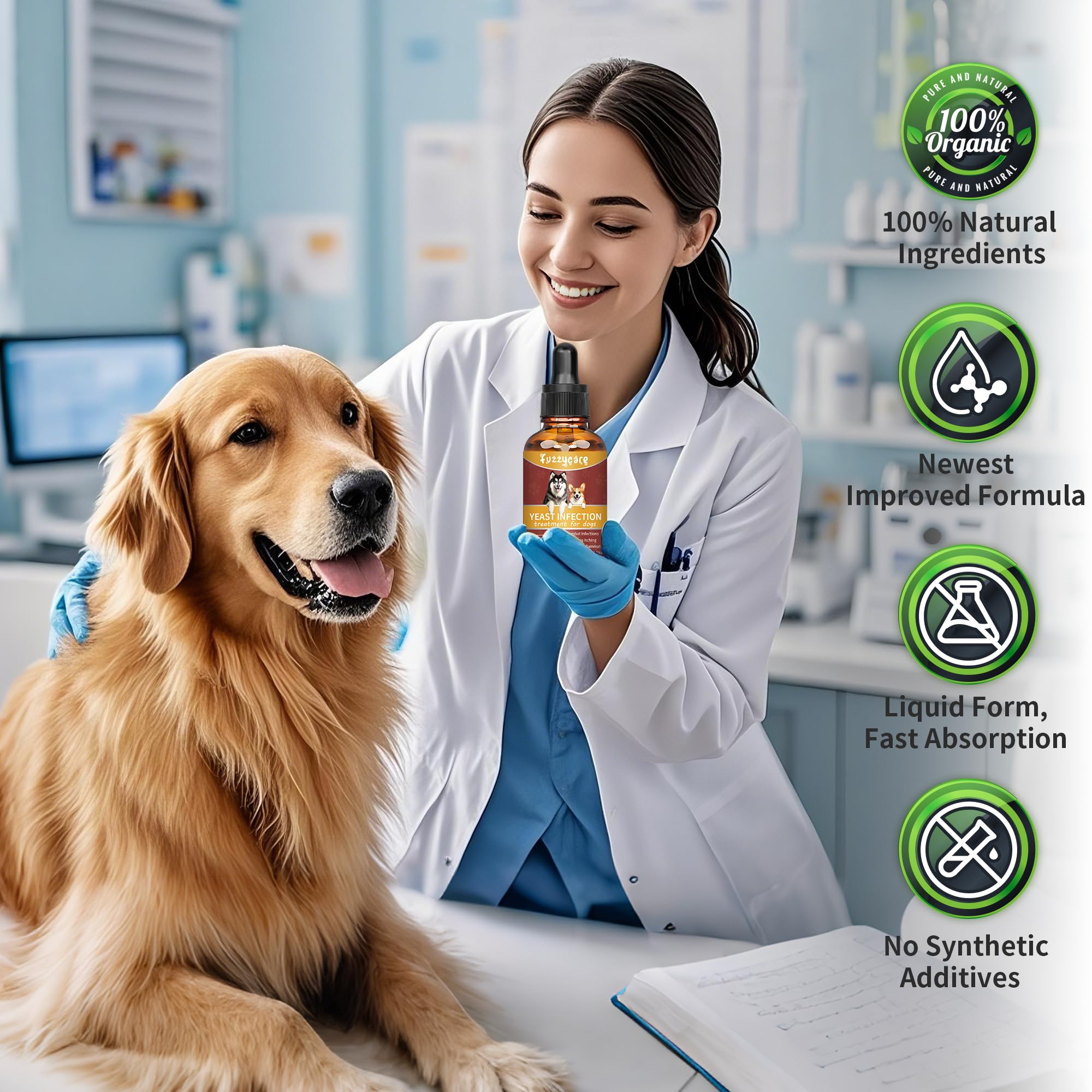 Fuzzycare empaque compacto y fácil de usar para el tratamiento canino.