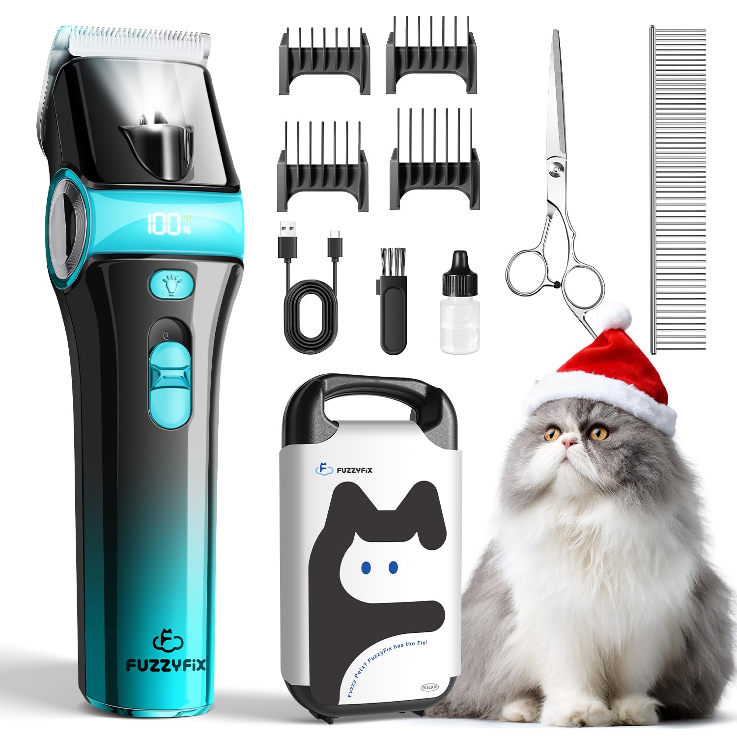 FuzzyFix cat clippers with 5in1-blade for precise length control during grooming sessions