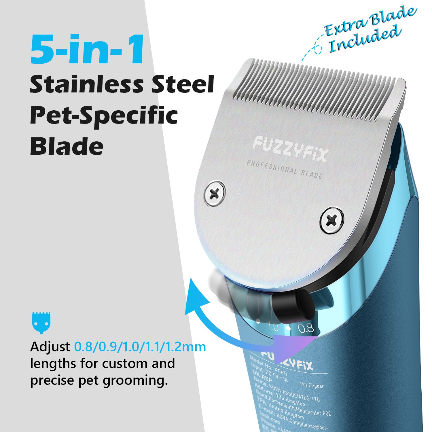 FuzzyFix cordless grooming system suitable for cats, dogs, and horses.