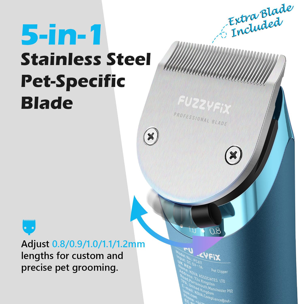 FuzzyFix cordless grooming system suitable for cats, dogs, and horses.