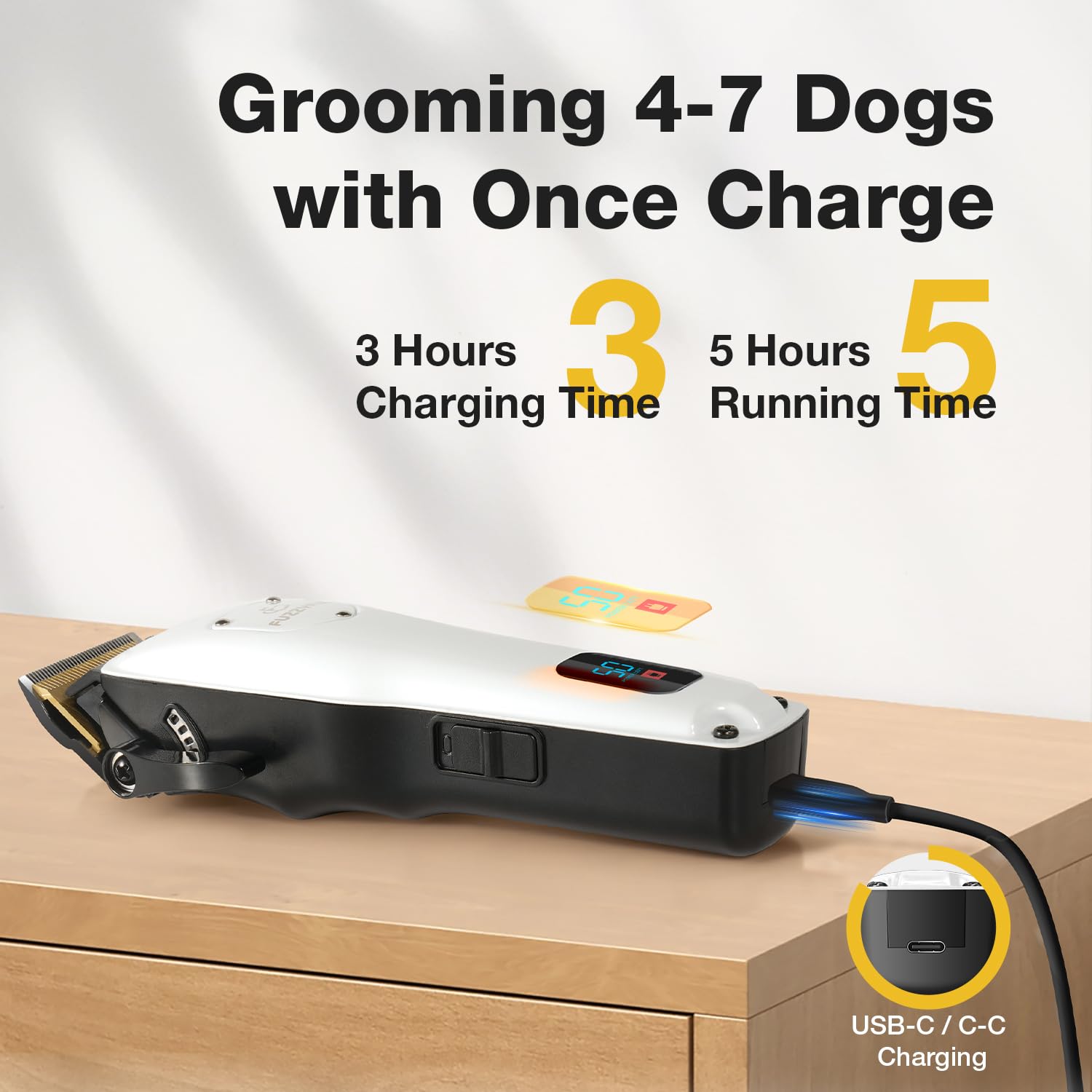 FuzzyFix dog clippers eight guide combs for precise length options.