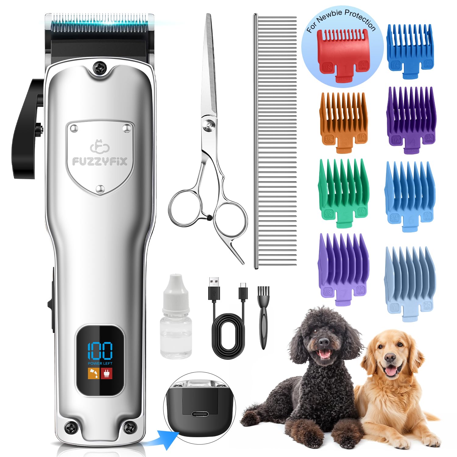 FuzzyFix dog clippers cordless design for easy grooming anywhere.