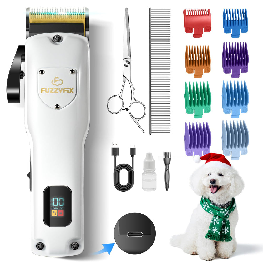 FuzzyFix dog clippers cordless easy grooming for home use and travel.