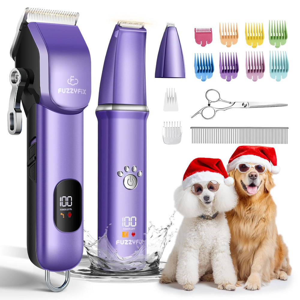 FuzzyFix dog grooming kit all-in-one for home grooming with dual clippers