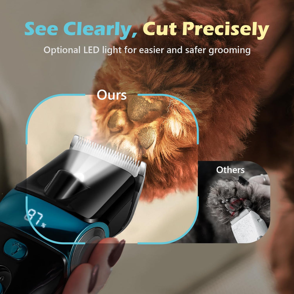 FuzzyFix grooming oil and cleaning brush for post-trim maintenance.