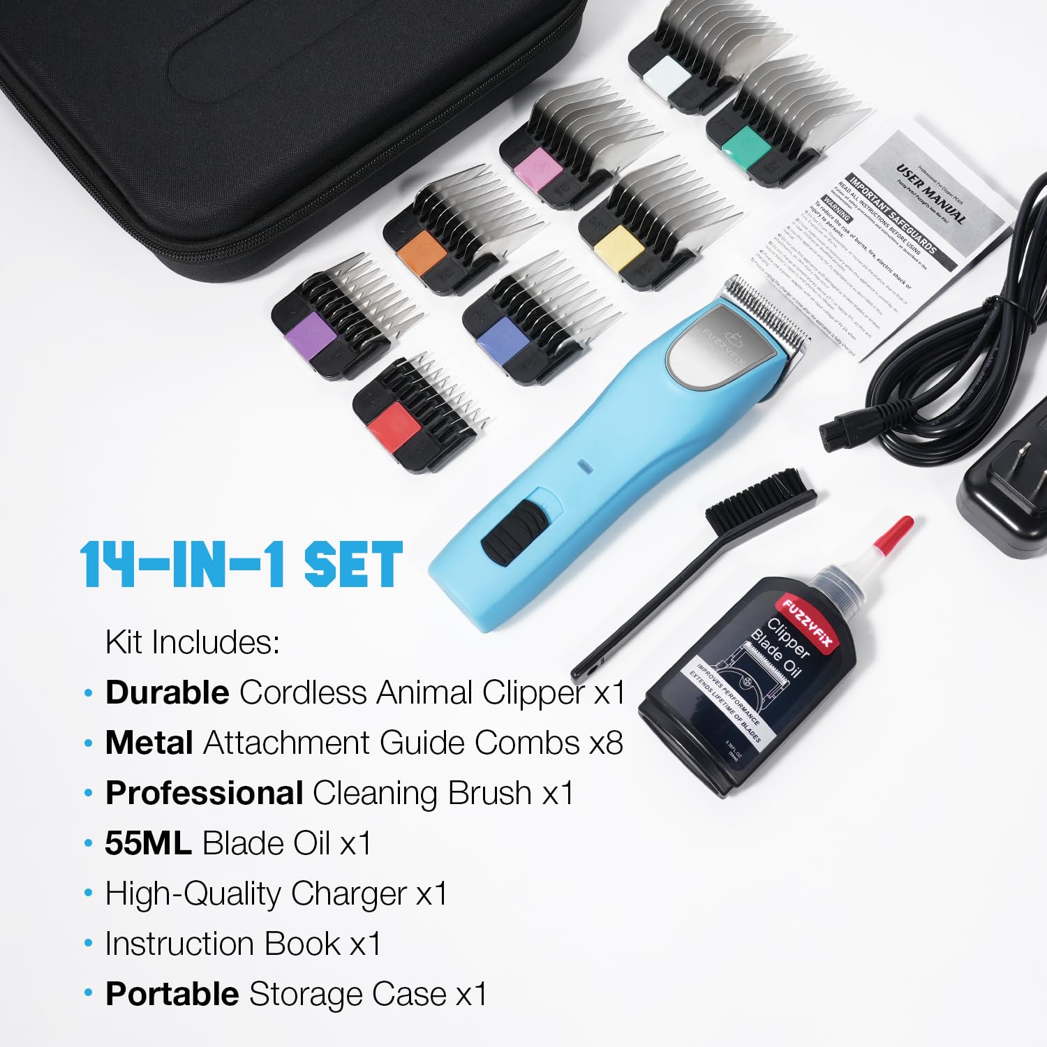 FuzzyFix grooming set with case and attachments for complete professional grooming