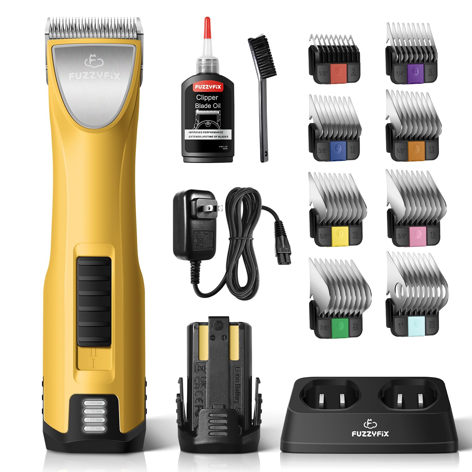 FuzzyFix professional dog clippers with charging stand enable uninterrupted grooming sessions.