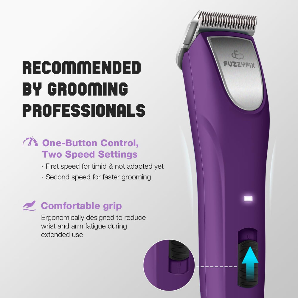 FuzzyFix ergonomic handle supports comfortable long grooming sessions.