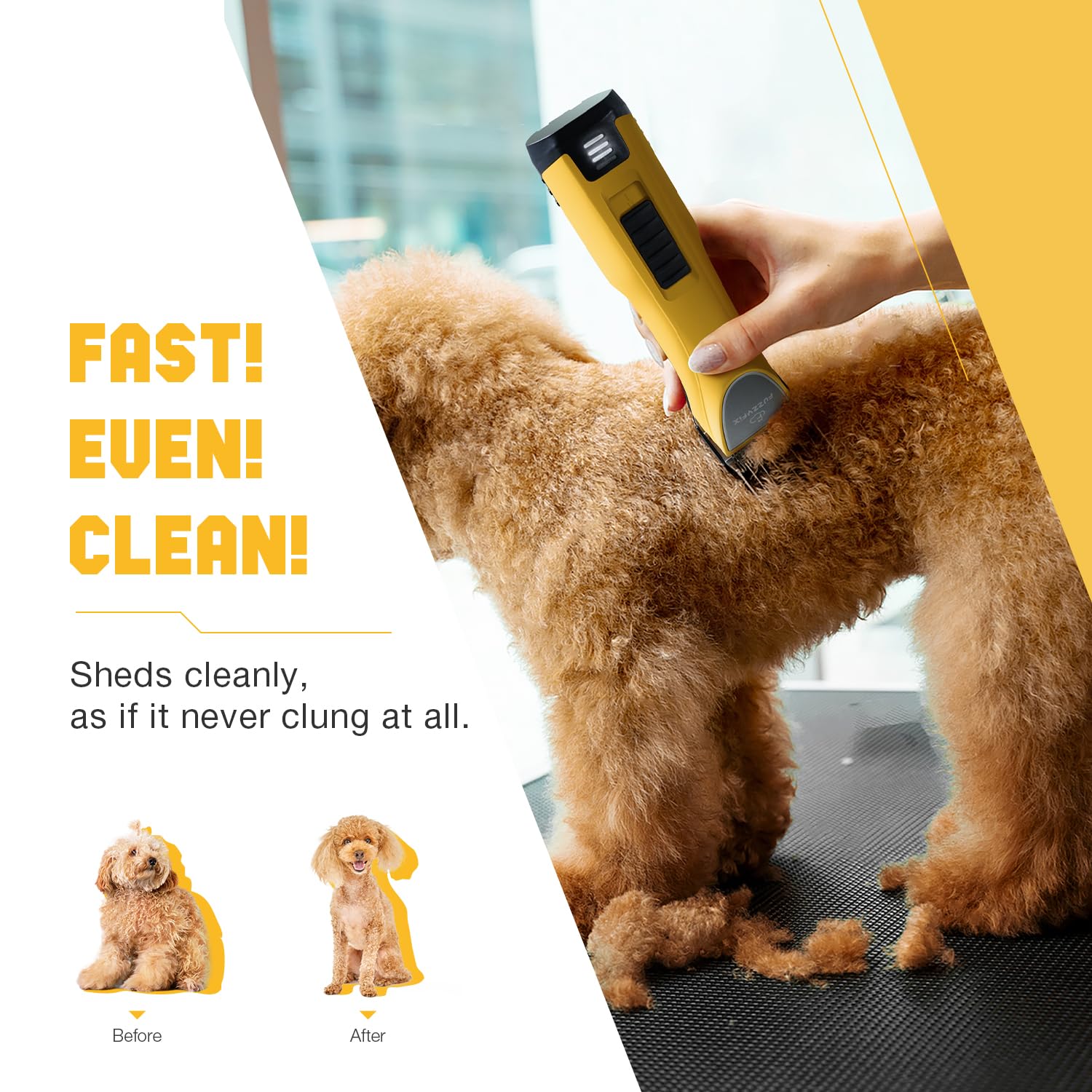 FuzzyFix replaceable battery provides up to three hours of cordless grooming.