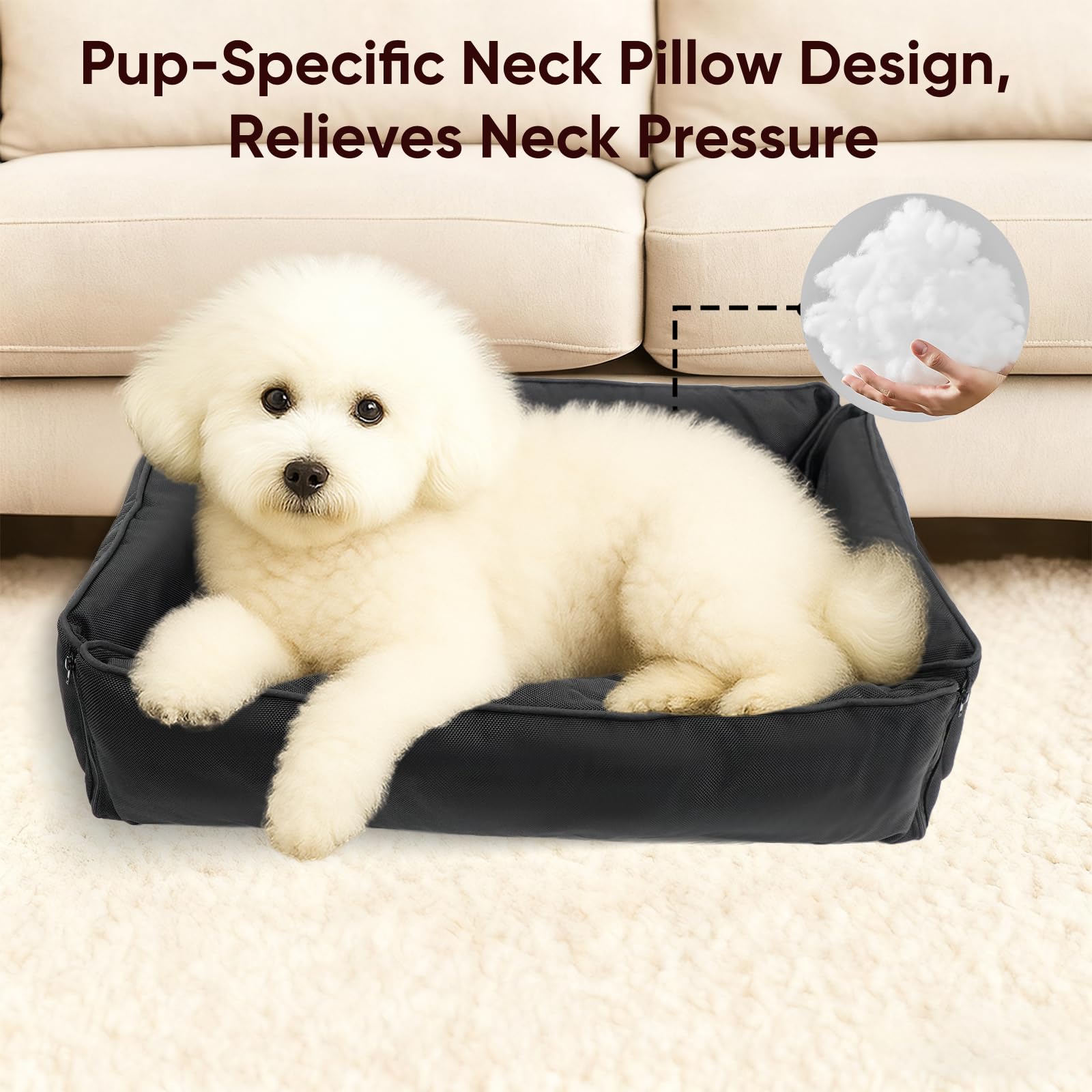 FuzzyTrek orthopedic-pp-cotton-dog-bed highlights spine and neck support