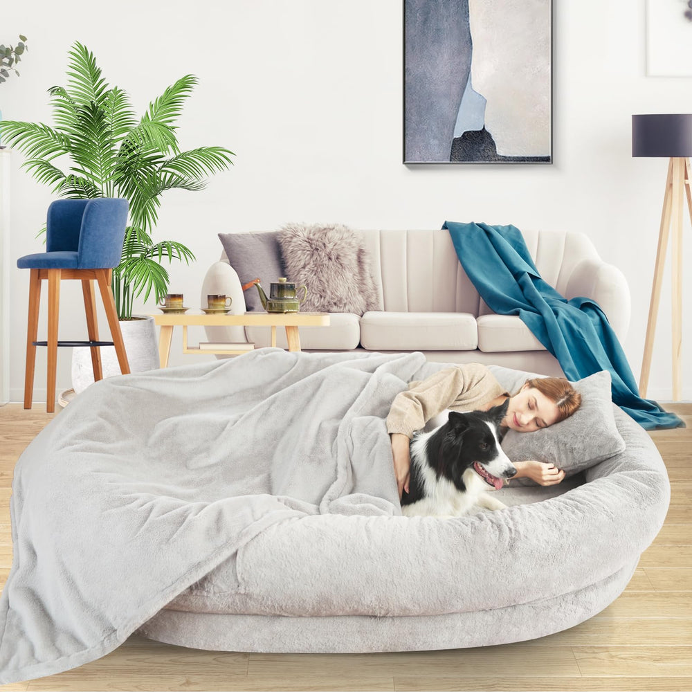 Fvkind human dog bed 70x33 foam closeup with ergonomic support.