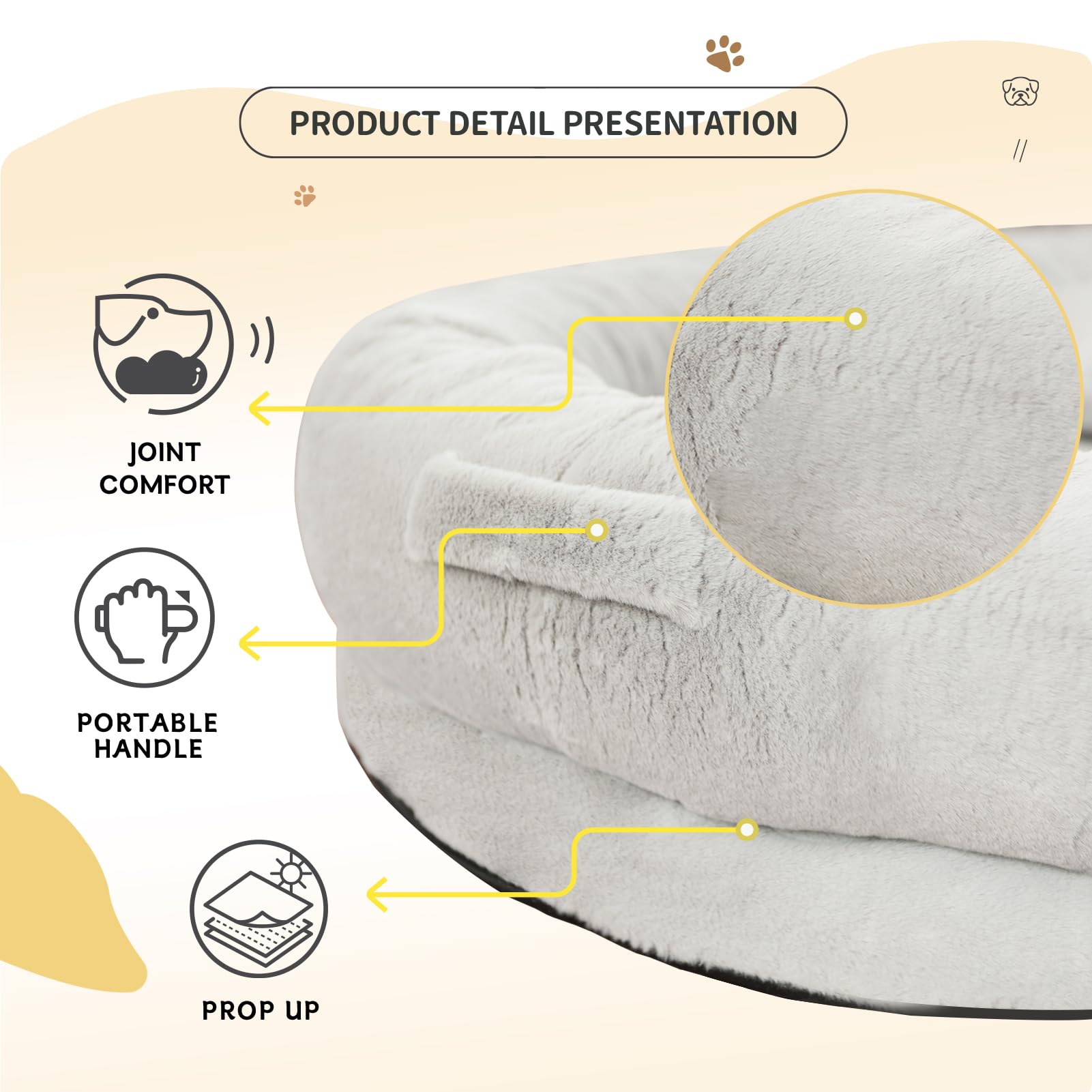 Fvkind human dog bed sturdy handles for easy movement.