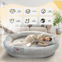 Fvkind human dog bed washable cover with zipper for easy cleaning.