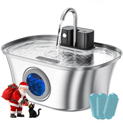FWMB Cat Fountain Wireless shows cordless operation and 108oz capacity for pets