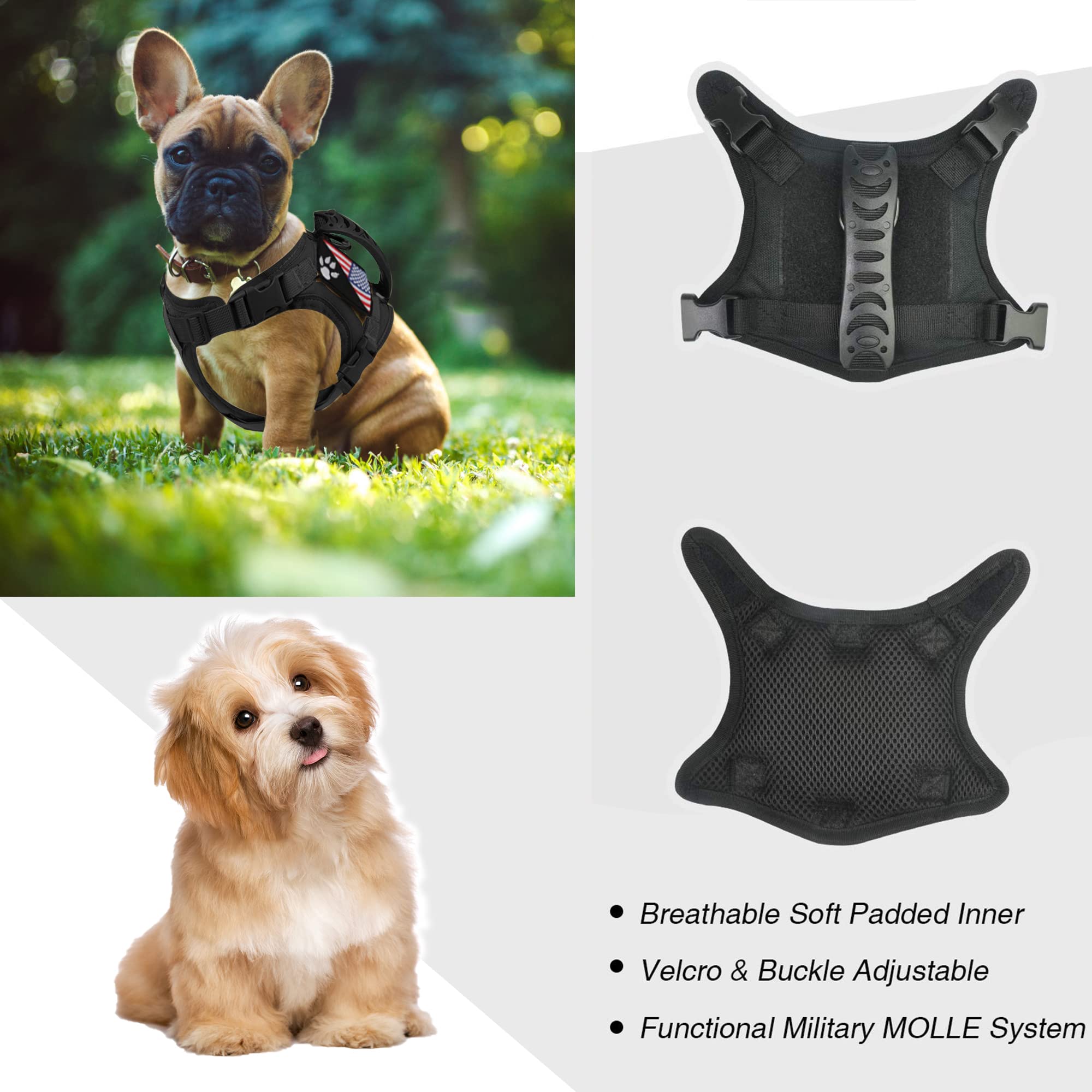 FXGOING Tactical Dog Harness rubber-handle offers quick lifting at car or crowd crossings.