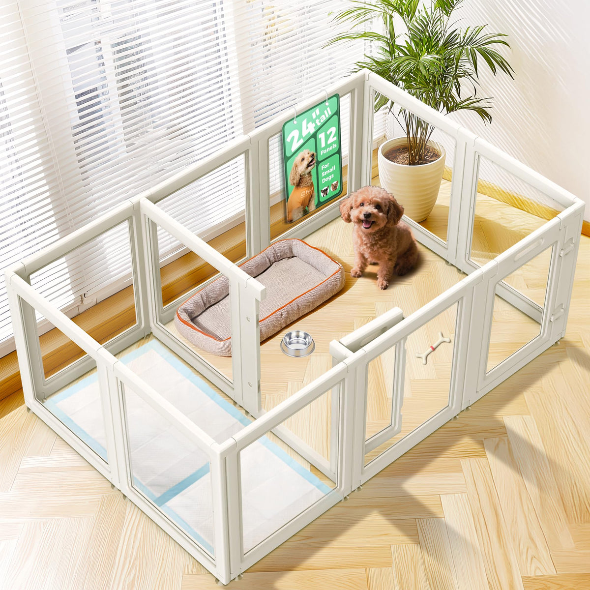 FXW AuraSpace 24-inch playpen front view with clear panels for safe supervision