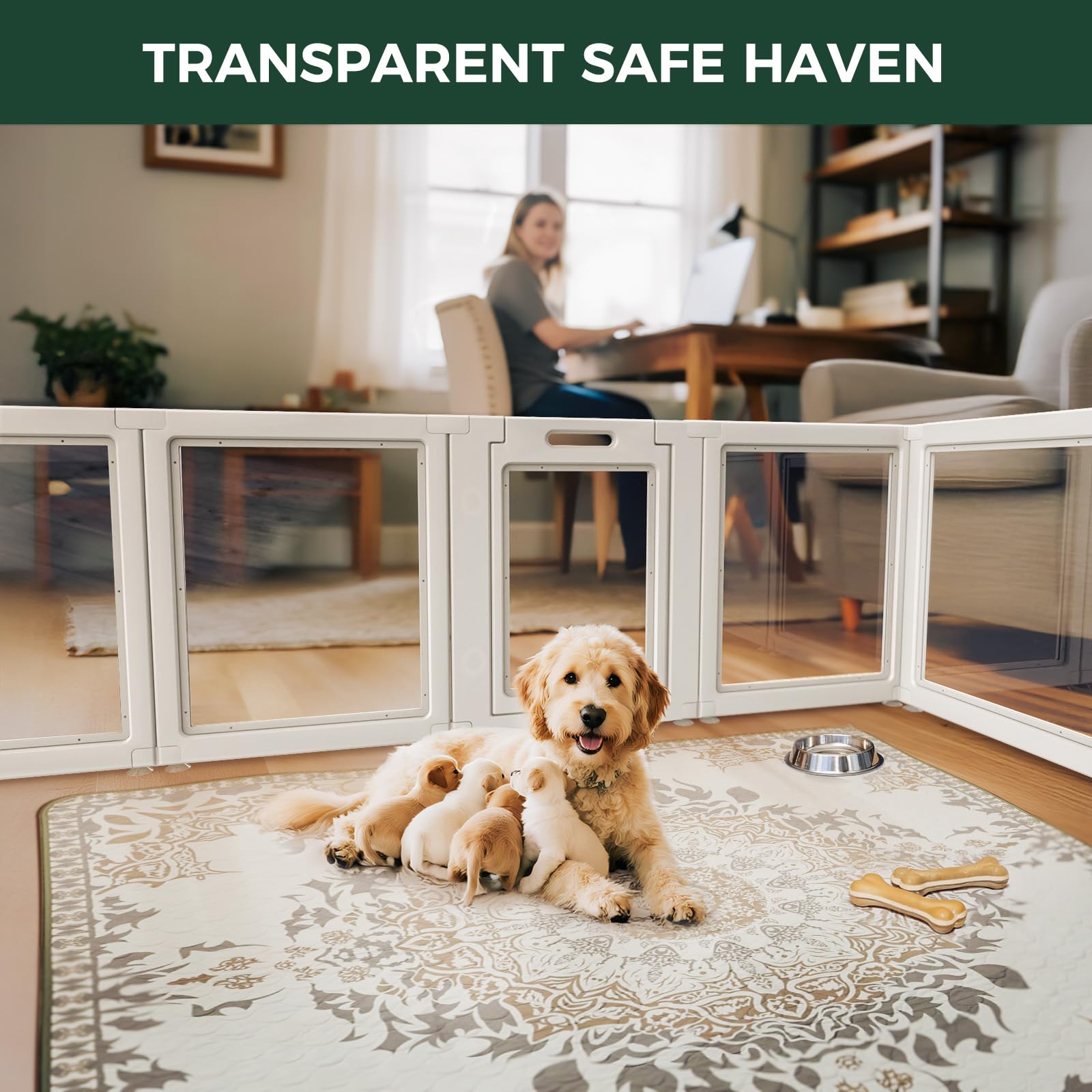 FXW AuraSpace escape-free-design keeps pets safely contained within clear panels.
