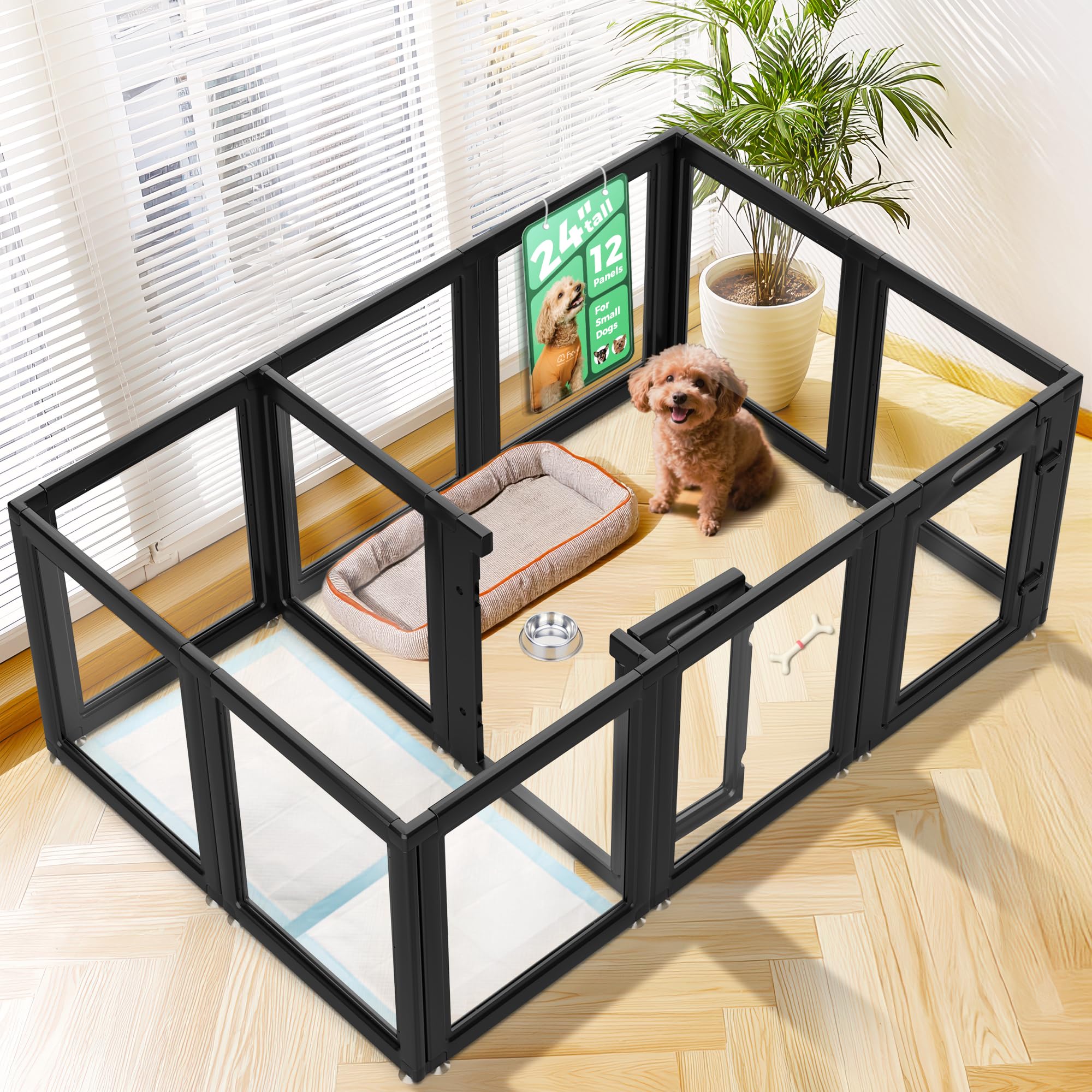 FXW AuraSpace playpen panel view demonstrates a secure layout for small dogs' playtime.