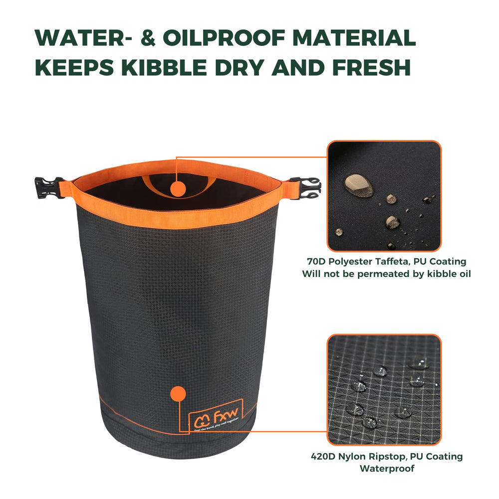 FXW 420D ripstop exterior keeps kibble dry and odor-contained
