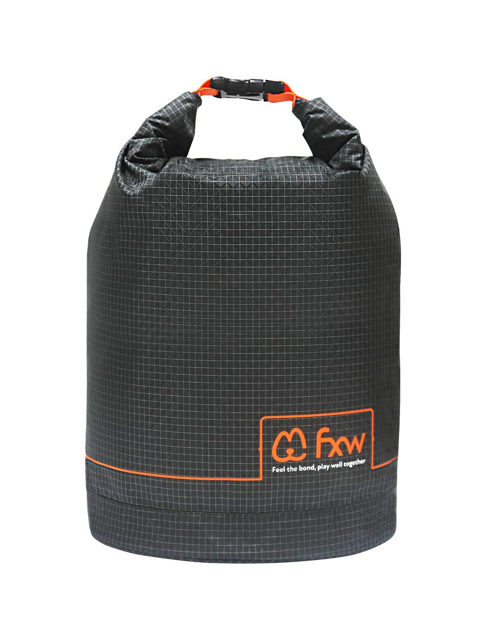 FXW dog food travel bag with roll-top gray for easy packing on trips
