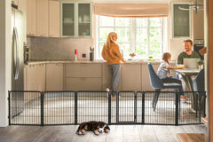 FXW Dog Gate extra wide indoor-use demonstrates versatile containment for large-room pet safety