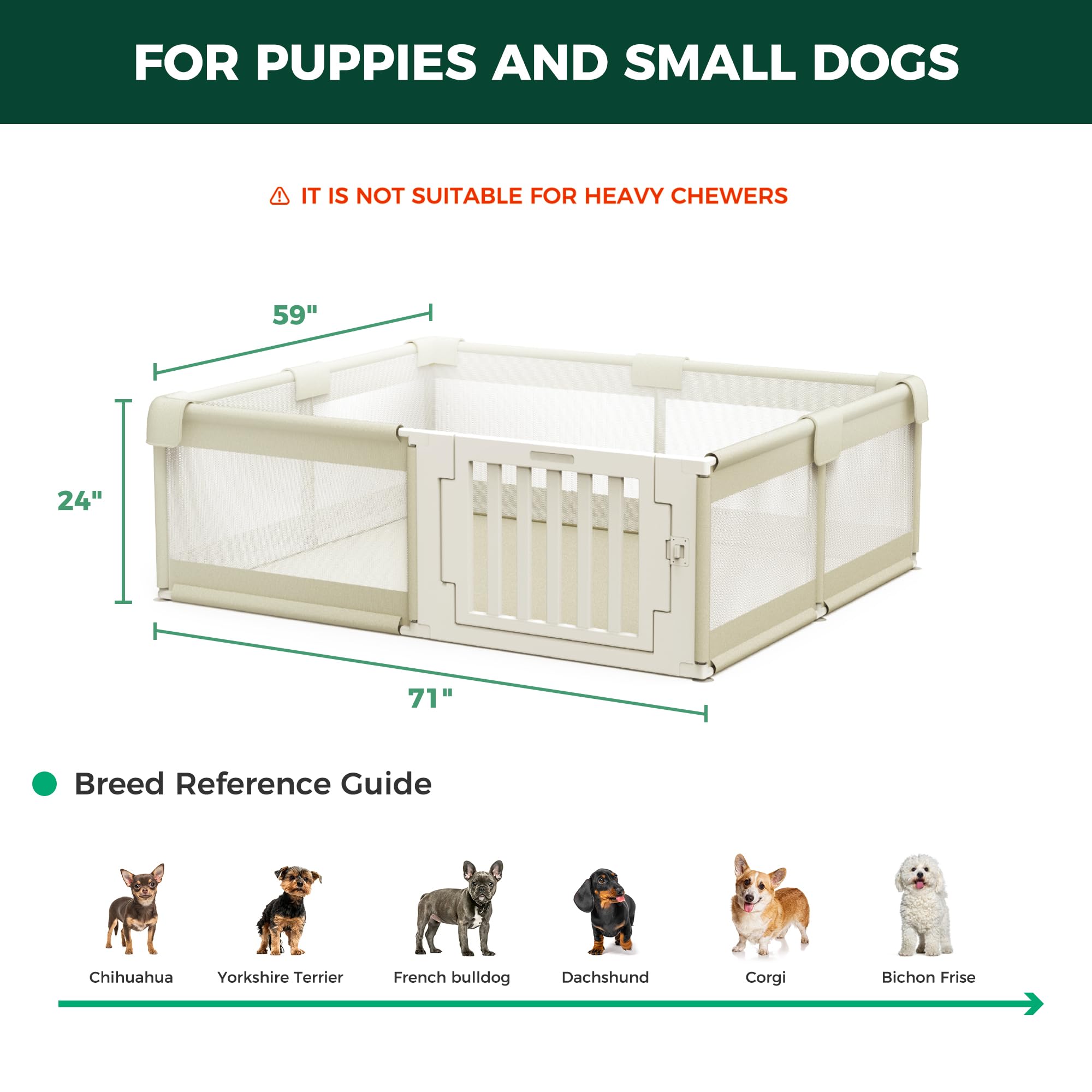 FXW dog playpen 29sqft beige offers ample space for puppies to explore safely.