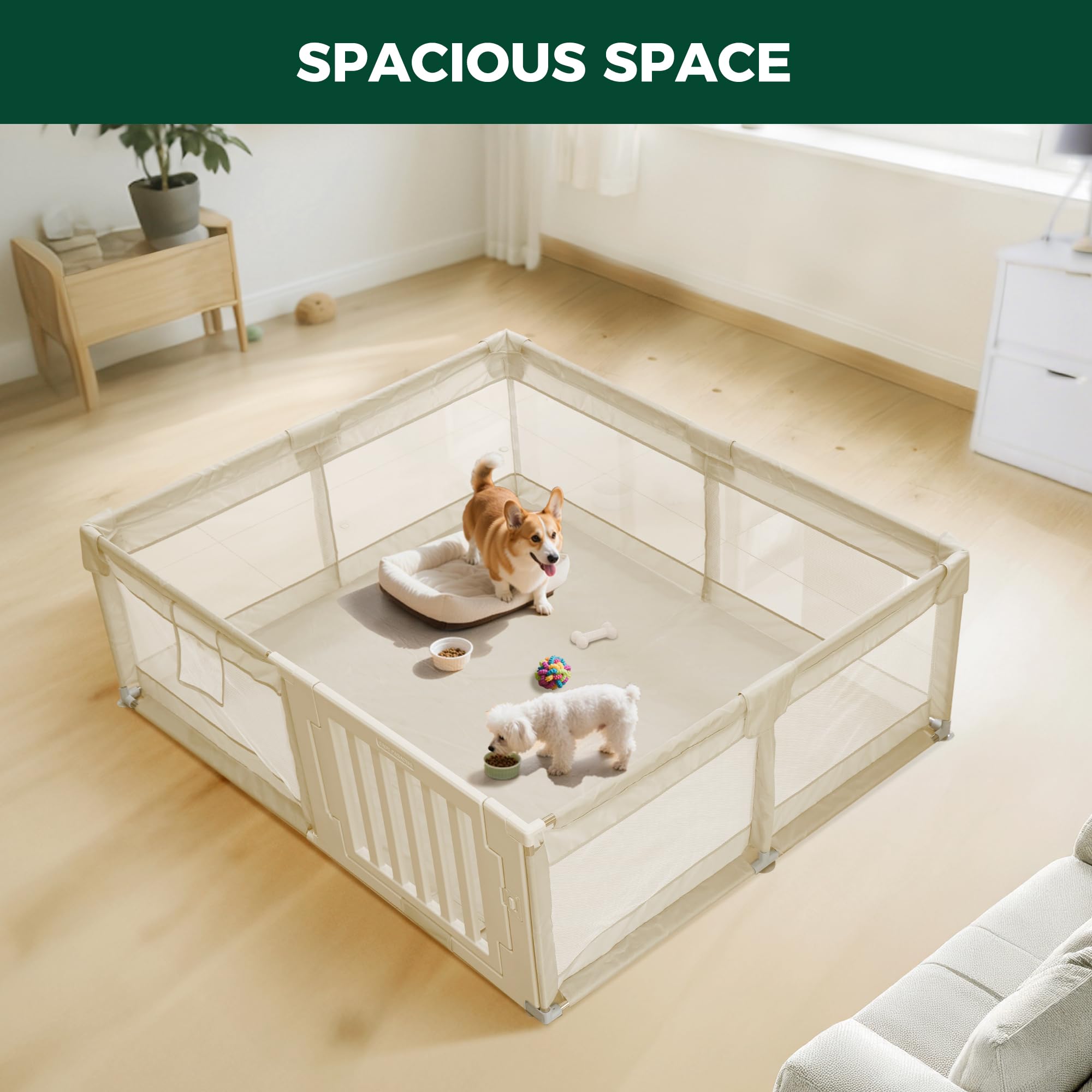 FXW playpen soft fabric and rounded edges reduce risk of accidental bumps.