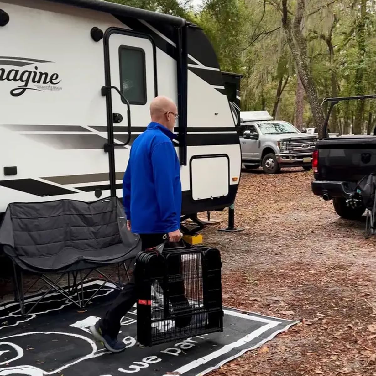 FXW Easy-Carry Straps used on RV trips reduce lifting strain during setup and breakdown.