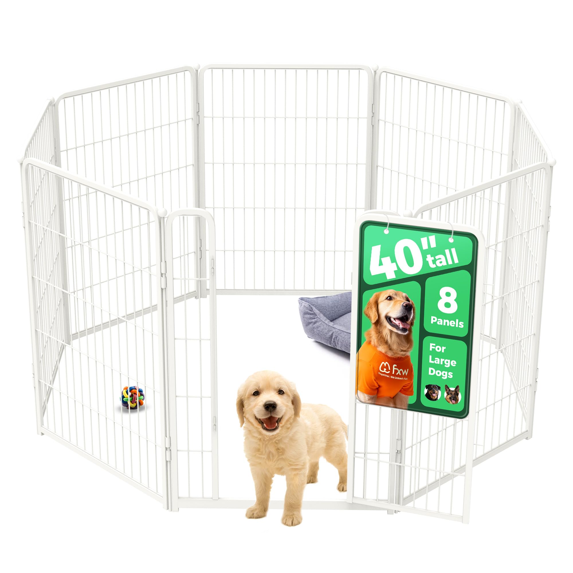 FXW Homeplus Unleashed 8-panel dog pen assembled for spacious indoor play