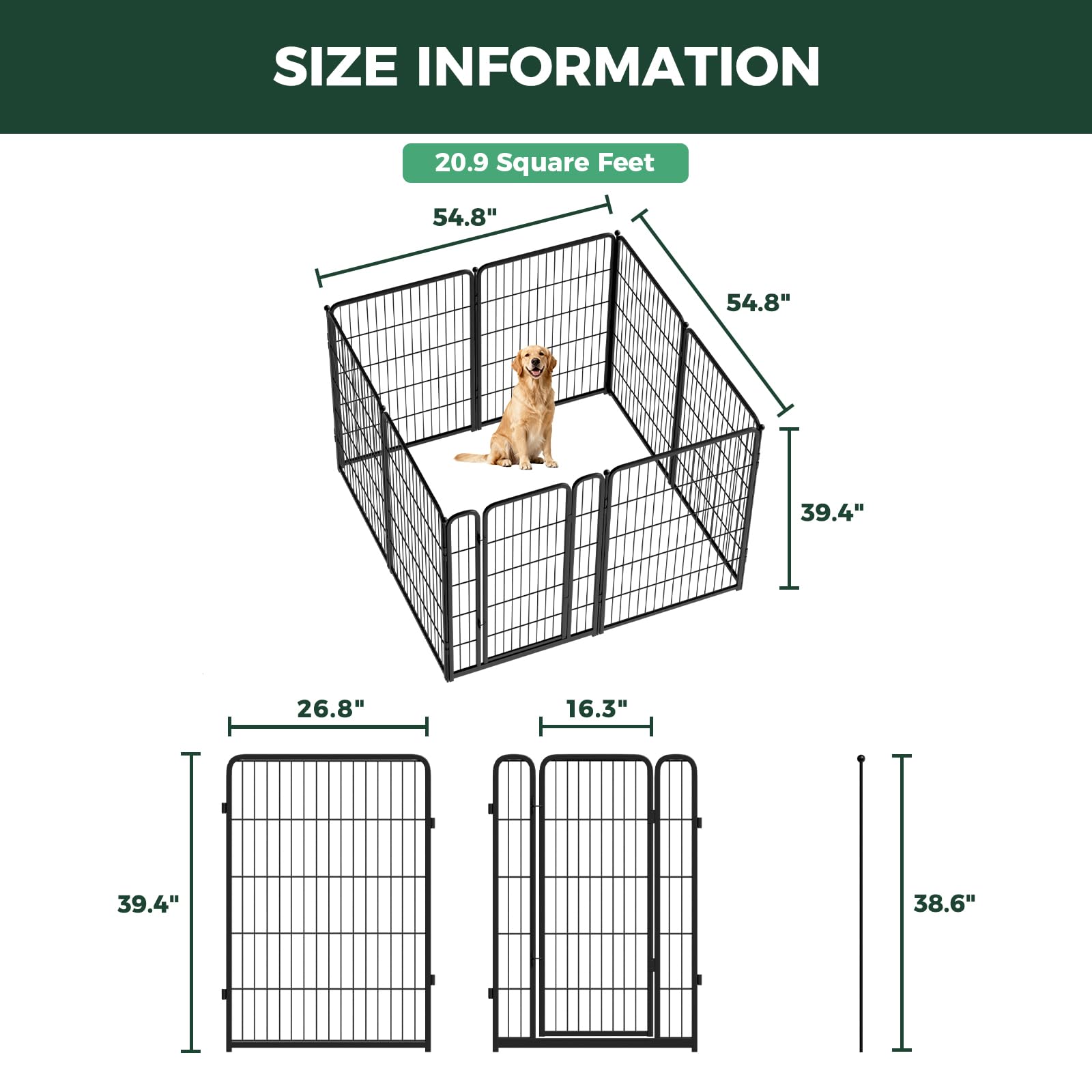 FXW Homeplus Unleashed eight-panel layout image demonstrates spacious enclosure for medium and large dogs