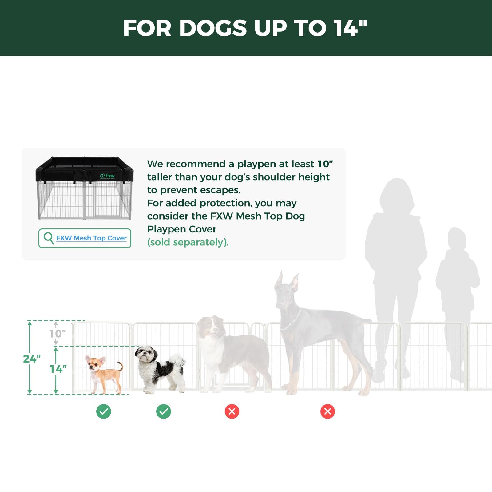 FXW Homeplus Unleashed side view dog pen demonstrates compact footprint for indoor use