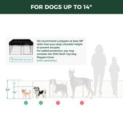 FXW Homeplus Unleashed side view dog pen demonstrates compact footprint for indoor use