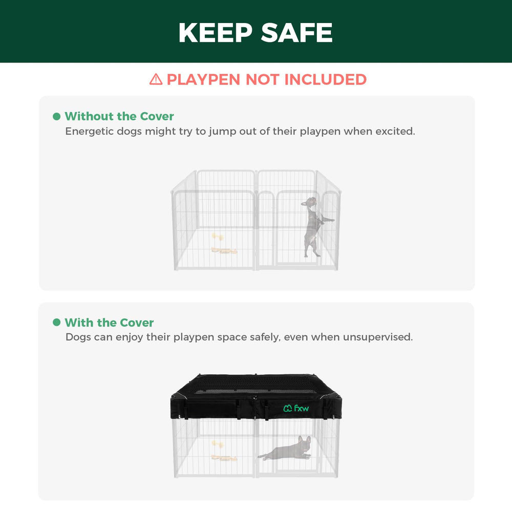 FXW Mesh Top Cover visibility mesh closeup enables easy monitoring of your dog.