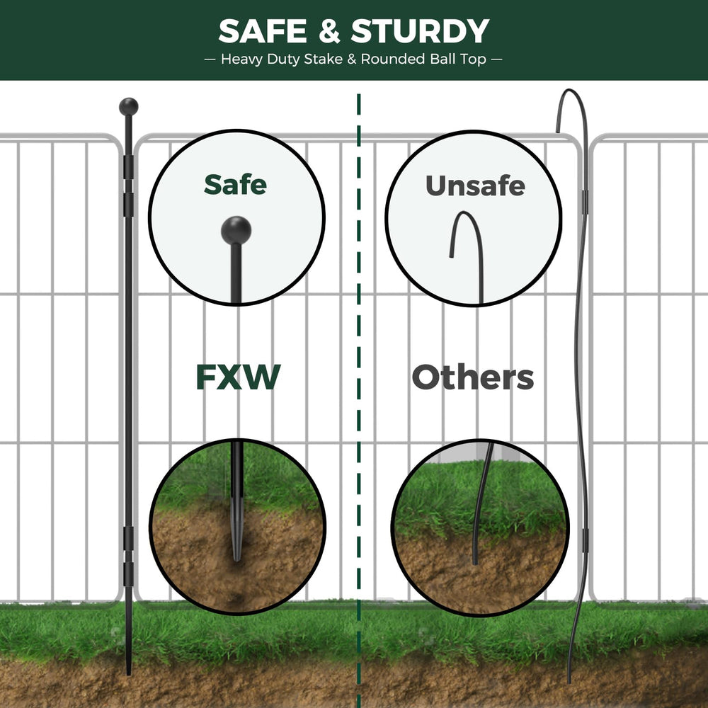 FXW MiniPaws Unleashed outdoor setup uses ground stakes for added stability.